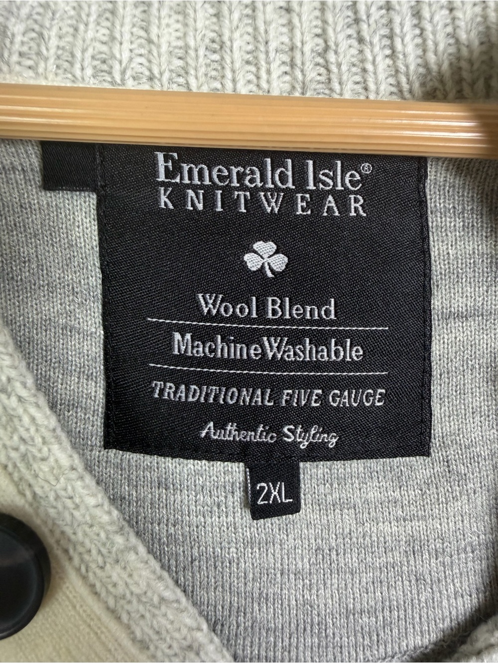Emerald Isle Galway Mens 2XL Wool Blend Fisherman Sweater Gray Irish Grandpacore - Picture 3 of 12
